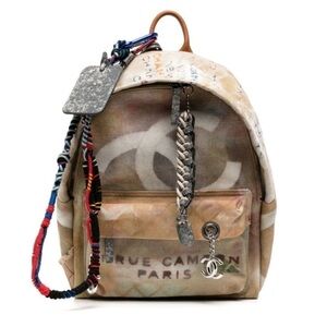 CHANEL 2014 Graffiti Canvas Backpack 31 Rue Cambon Runway Rare